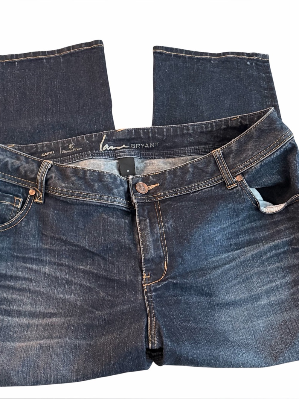 Lane Bryant Genius Fit Denim Capris - Dark Blue Sz 18